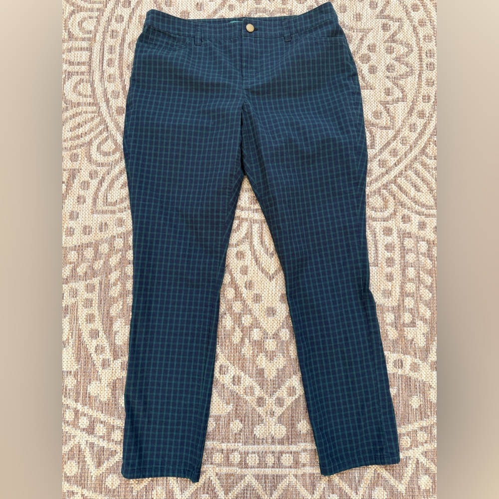 Lauren Ralph Lauren Pants Womens Size 10S Short Blue Green Plaid Trousers Plaid